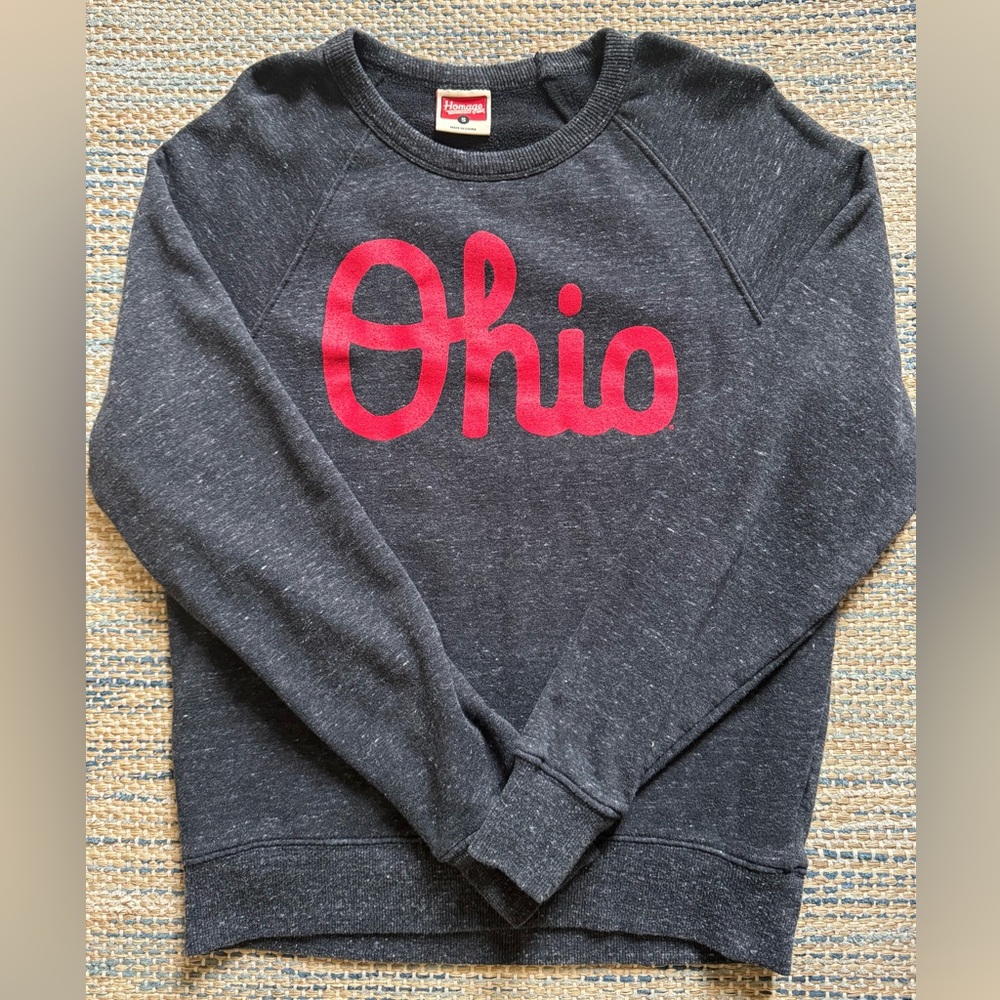 Women’s Ohio Sweatshirt in Dark Gray and Red, size small